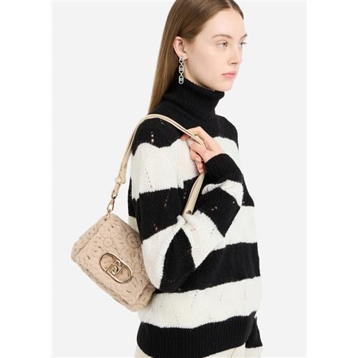 LIUJO liu jo borsa lapuffy piccola con ricamo, bianco