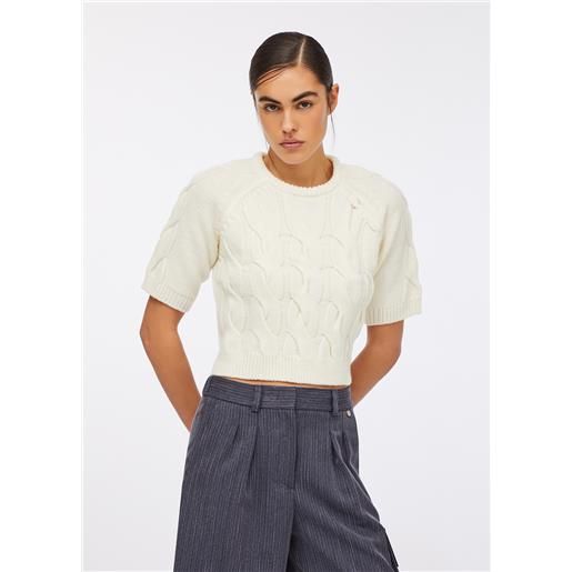 LIUJO liu jo maglia in lana a trecce, bianco