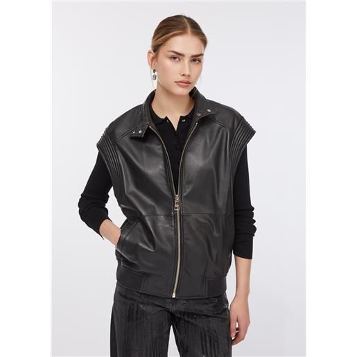 LIUJO liu jo gilet oversize in pelle, nero