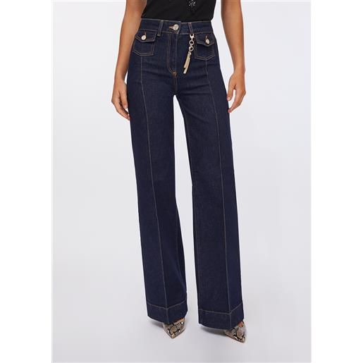 LIUJO liu jo jeans flare a vita alta con tasche, denim blu scuro