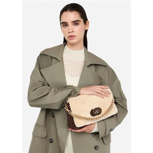 LIUJO liu jo borsa lapuffy media in teddy, testa di moro