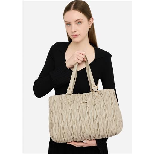 LIUJO liu jo shopping bag media matelassé, bianco