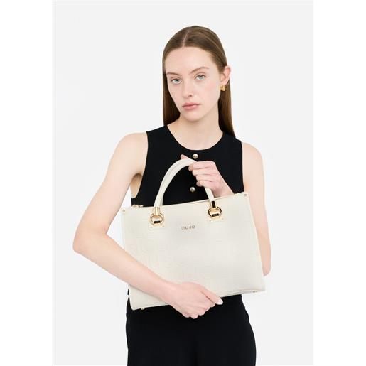 LIUJO liu jo borsa satchel media con logo, bianco