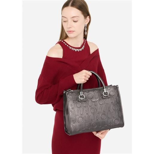 LIUJO liu jo borsa satchel media con logo, antracite