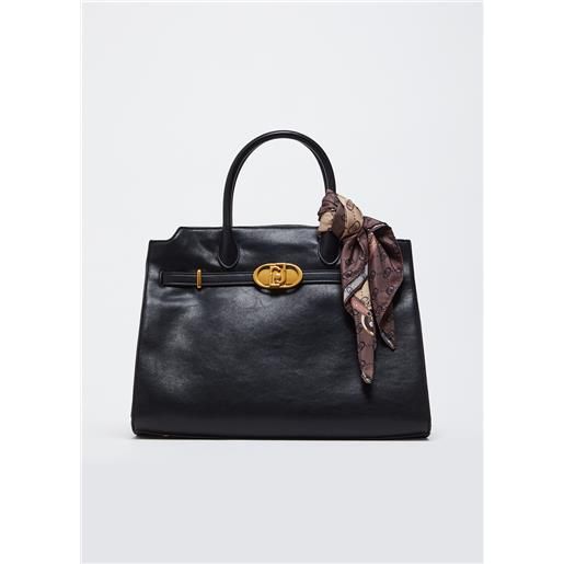 LIUJO liu jo borsa satchel grande con foulard, nero