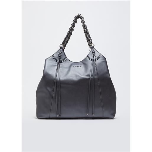 LIUJO liu jo shopping bag grande con tracolla, grigio