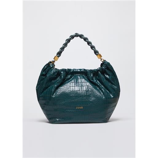 LIUJO liu jo borsa hobo grande con stampa coccodrillo, verde