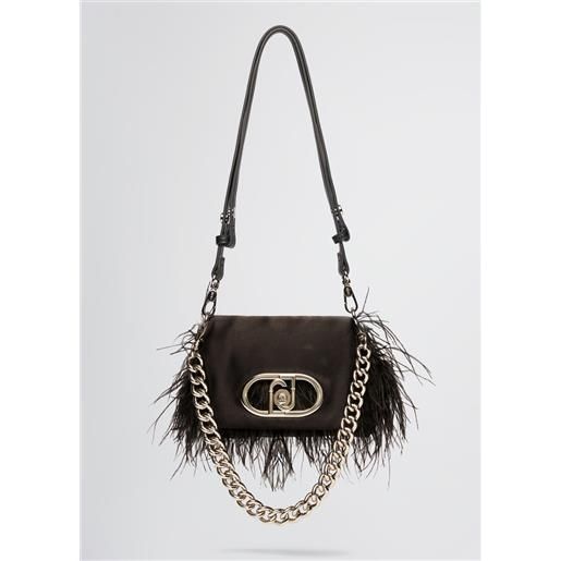 LIUJO liu jo borsa lapuffy piccola con piume, nero