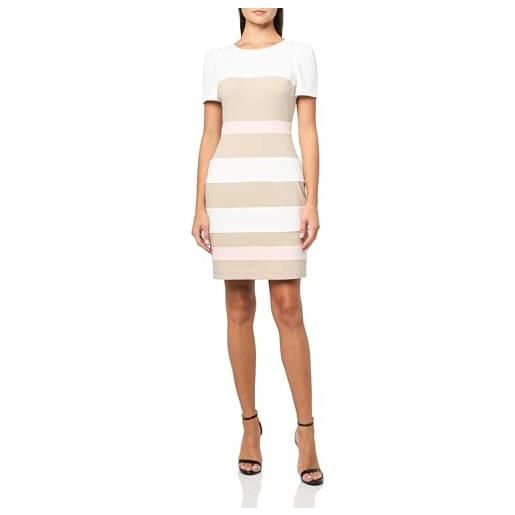 Tommy Hilfiger scuba crepe strutturato senza maniche donna, avorio/kaki/rosa balletto, 52