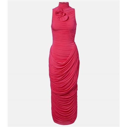 Magda Butrym abito midi con ruches e applicazioni