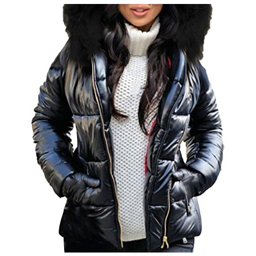 Generico giacca da donna casual maniche lunghe giubbotto con cappuccio elegante antivento piumino donna con zip offerte comodi parka invernale taglie forti jacket sportivo moda giubbino calda cappotto