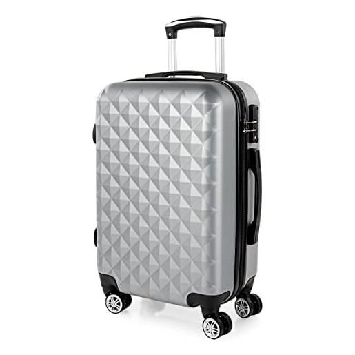 ITACA Valigia Bagaglio A Mano Rigida 55x40x20 – Trolley Cabina Con 4 Ruote Silenziose – Leggero 2,85kg – Compatibile Ryanair – Antracite
