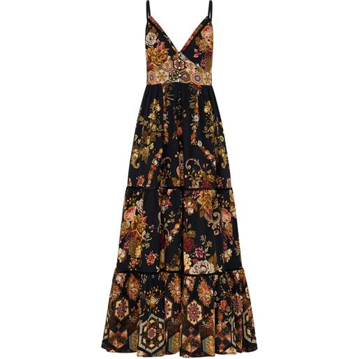 Camilla abito a fiori con scollo a v - nero