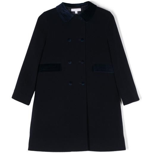 Mariella Ferrari cappotto doppiopetto con bordo a contrasto - blu