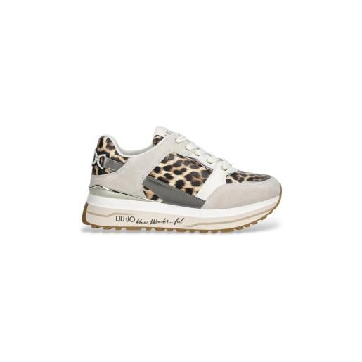Liu Jo per donna. Ba6011px811s3956 sneakers wonder maxi 91 con stampa animalier [3303313], pelle, 3 a 5cm, stringhe, casual, animal print