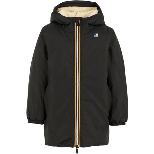 K Way Kids giacca con cappuccio e fodera in pile - nero