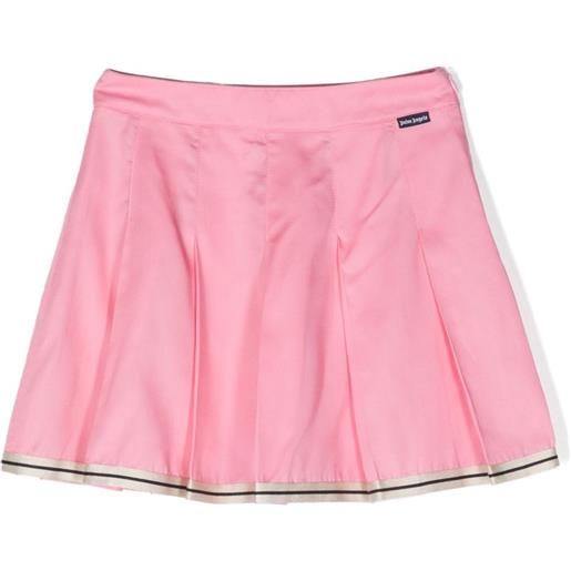 Palm Angels Kids minigonna plissettata con bordo a righe - rosa