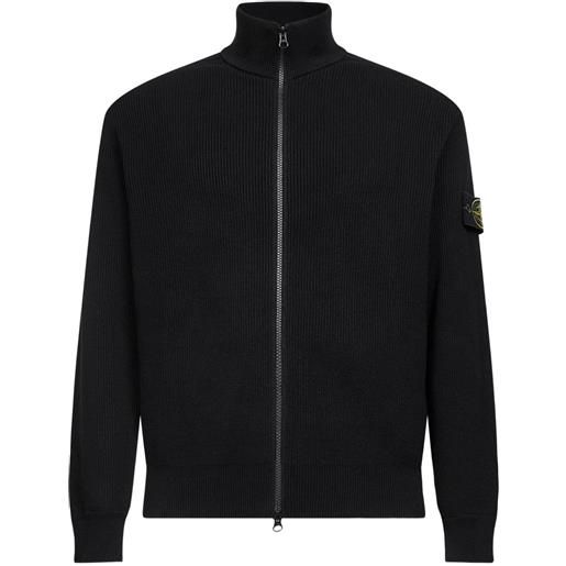Stone Island cardigan a coste con zip - nero
