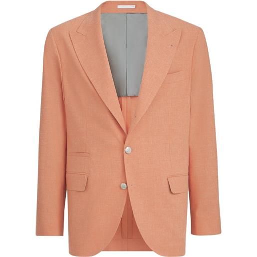 Brunello Cucinelli blazer con revers a lancia - arancione