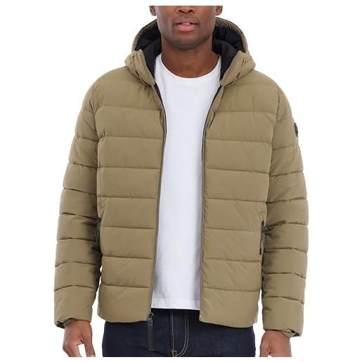 Michael Kors hooded puffer jacket, rain and cold weather coat giacca, safari, medium uomo