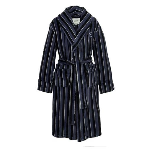 Tokyo Laundry vestaglia da uomo in morbido pile a righe towncraft, rhineback - blu marino, m