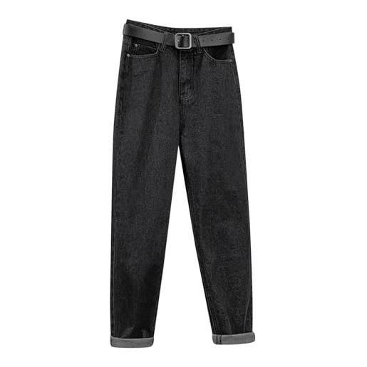 lozssnigzi jeans donna termici in pile felpati - larghi e comodi, jeans dritti pantaloni baggy invernali