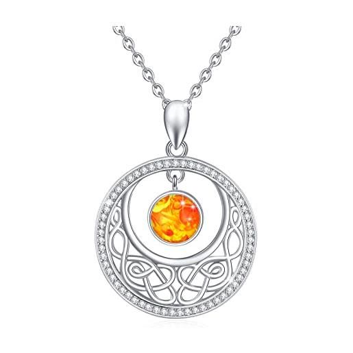 PROESS Collana in argento Sterling con fiore di girasole, collana con ciondolo a forma di giglio, fiore di rosa, girasole, regalo per donne e ragazze, Argento sterling