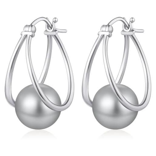 Orecchini Pendenti Con Perle Bianche In Argento Sterling 925 - Gioielli Donna E Ragazza, Regalo Elegante