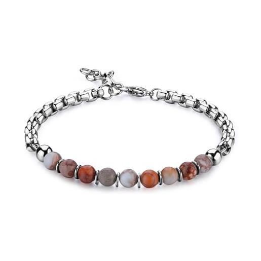 Style LS2141-2/4 Bracciale Da Uomo in Pelle, No Aplica, Argento
