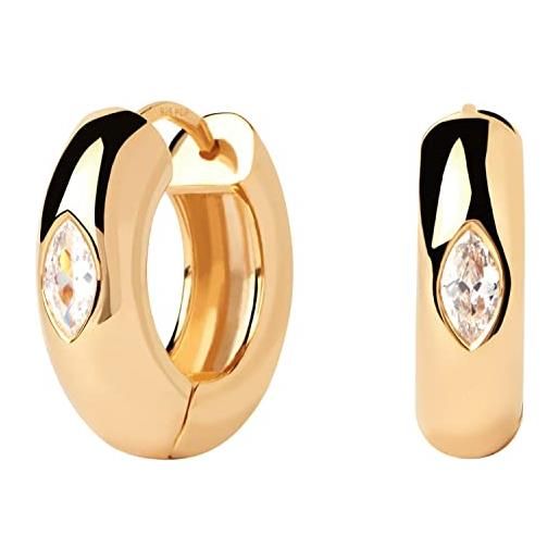 P D PAOLA Orecchini A Cerchio Donna AR01-203-U – Argento 925 Con Bagno Oro 750, Zirconi – Collezione Vaquero – 1,2 Cm