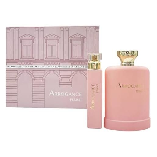 Arrogance femme profumo donna eau de toilette spray 100 ml + profumo eau de toilette spray 30 ml - confezione regalo kit fragranza elegante
