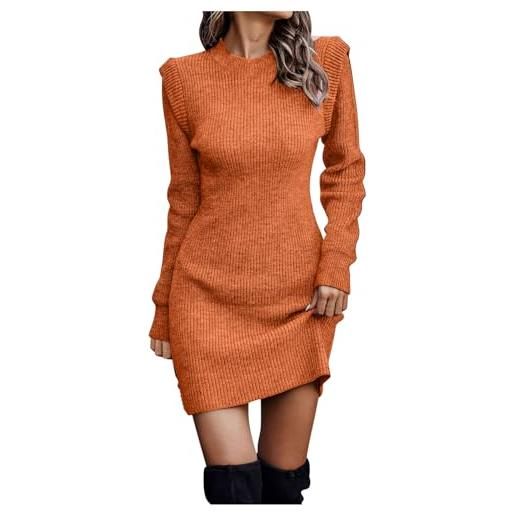 Generico maglione vestito donna invernale elegante abito in maglia vita alta maniche lunghe vestiti velluto eleganti pullover tinta unita per autunno e inverno casual abiti da sera lana abiti da cerimonia