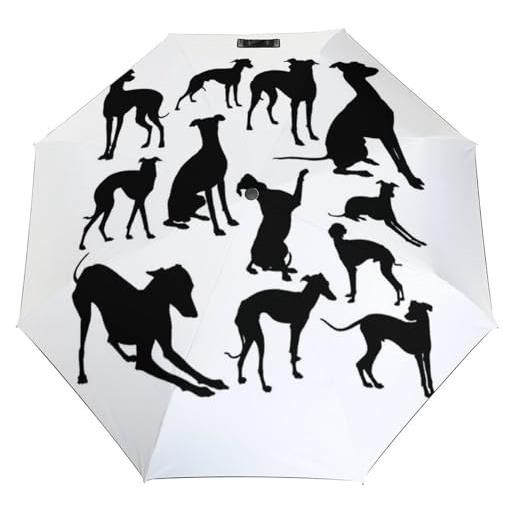 Qjjinxior ombrello pieghevole con cane levriero italiano, ombrello da viaggio, antivento, impermeabile, stile 5, taglia unica