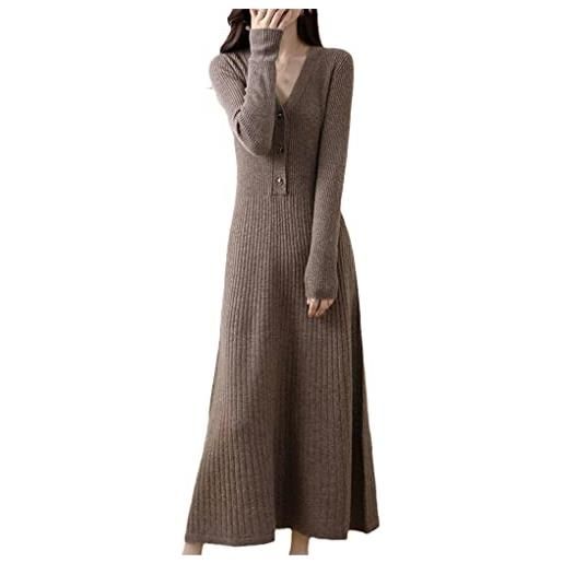 Kiioouu autunno/inverno scollo a v cashmere lavorato a maglia delle donne vestiti super lunghi ad alta elasticità maglioni morbidi pullover, dark tuo se, xxl