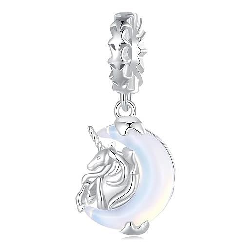 Collana YFN Con Ciondolo Unicorno E Opale Creato In Argento Sterling 925 – Gioiello Regalo Per Donne E Ragazze (Blu) - 4