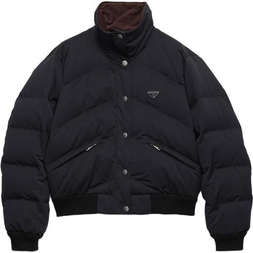 Prada piumino con logo e cappuccio - nero