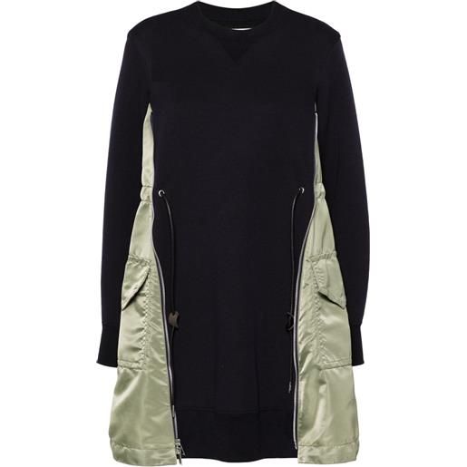 sacai abito corto con inserti in pizzo - blu