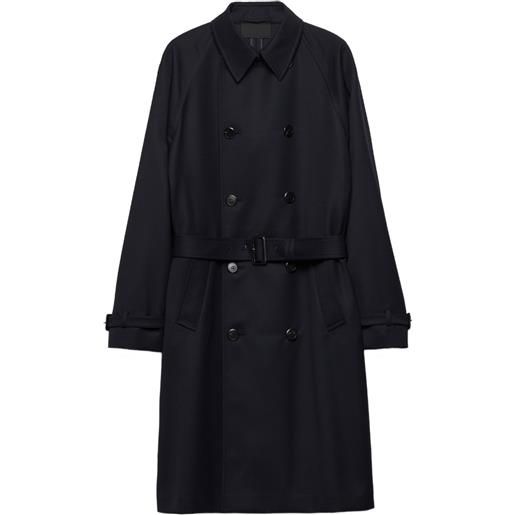 Prada cappotto con cintura e maniche raglan - blu