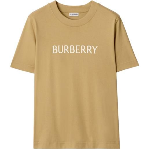 Burberry t-shirt in cotone con logo - toni neutri