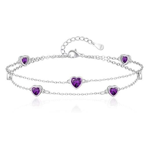 Bracciale con diamanti a forma di cuore, bracciale in argento S925, bracciale personalizzato minimalista, bracciale quotidiano, regalo per la festa della mamma, regalo di compleanno per lei - Italia