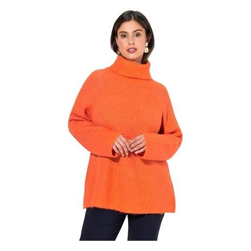 Ulla Popken maglia a costine, collo alto, maniche lunghe, maglione riciclato, pomodoro, 56-58
