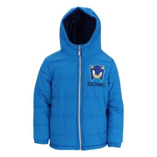 Sonic The Hedgehog giubbotto bambino invernale blu - giacca imbottita con cappuccio e zip - caldo, leggero e confortevole - licenza ufficiale - idea regalo - taglie 3-8 anni [3172 blu - 3 anni]