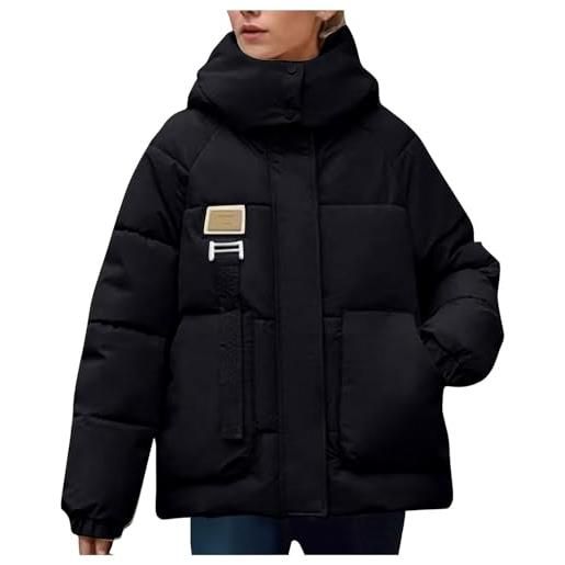 Generico donna inverno lungo piumino inverno impermeabile antivento ispessito caldo neve giacca tempo libero ispessito caldo piumino (nero, l)