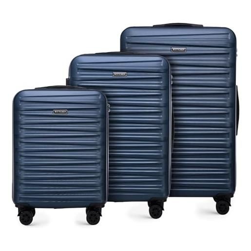 WITTCHEN skyspeed line set di 3 valigie valigia da viaggio rolling trolley bagaglio a mano rigide in abs con serratura a combinazione manico telescopico 4 ruote blu navy ryanair/ita airways
