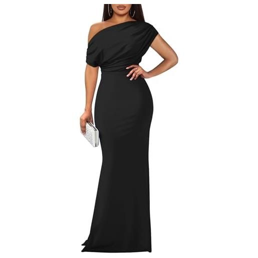 YMDUCH elegante abito da sera da donna, senza maniche, con spalle scoperte, aderente, lungo, formale, per feste, viola, xx-large