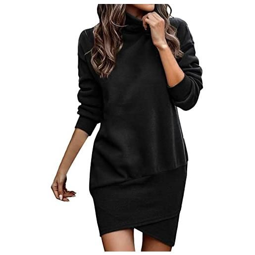 MJGkhiy vestito donna maglia invernale curvy knit vestiti cerimonia manica lunga aderente abito vestiti di lana morbido abiti da cocktail casual collo alto vestiti in maglia abbigliamento offerte