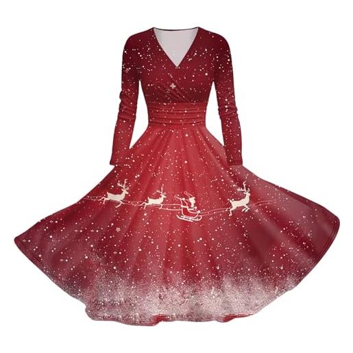 Abito da donna autunno inverno stampa fiocco di neve sfumatura di colore abbinata guaina slim fit spessa calda manica lunga girocollo Lady mini abito da festa di Capodanno acquista in modo economico