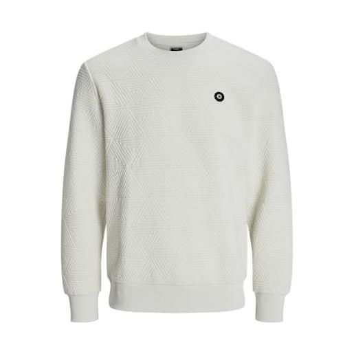JACK & JONES uomo jcogeo sweat crew neck smu, marshmallow, s
