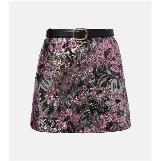 Self-Portrait minigonna con paillettes a fiori