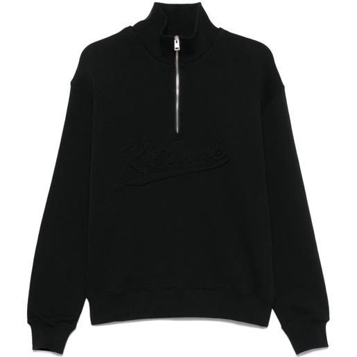 Maison Kitsuné felpa con logo goffrato - nero